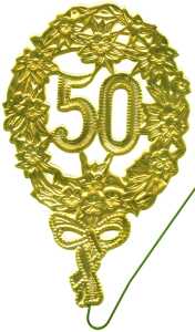 DEMMLER Festliche Zahl 50 gold 8x12cm mit Draht