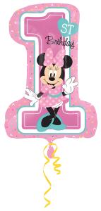 Folienballon Minnie 1st Birthday, 48x71cm