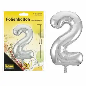 Idena Folienballon 2 silber, 55x110cm