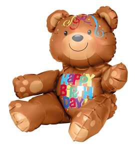Folienballon BirthdayBear 43x43cm, füllbar m. Luft
