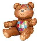 Folienballon BirthdayBear 43x43cm, füllbar m. Luft