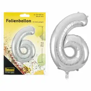 Idena Folienballon 6 silber, 70x105cm