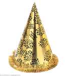 Kegelhut Happy New Year Gold, mit Fransen, H 28cm