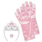 Prinzessin Set Rosa Diadem, Handschuhe, Ring