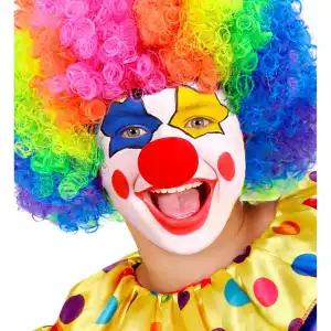 Nase Clown aus Schwamm rote Locken,
