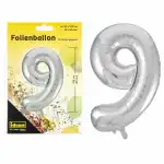 Idena Folienballon 9 silber, 65x105cm
