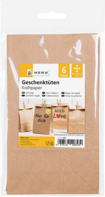 Geschenktüten 21x12x6cm braun, 6 Stück - Kraftpapier, 60g/m²