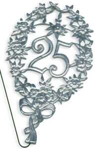 DEMMLER Festliche Zahl 25 silber 8x12cm mit Draht