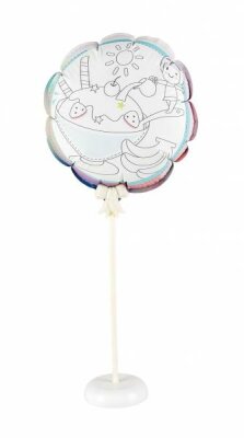 Pop-Up Ballon Set Princess Doll - mit Ballon, Ständer und Stange - zum Selbermalen - Ausmalbar mit Filzstiften, - Kreide oder Buntstiften