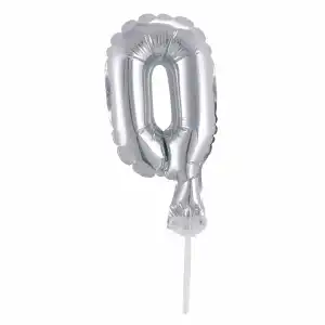 Idena Folienballon 0 silber, mit Stab, 13cm