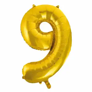 Idena Folienballon 9 gold 65x105cm