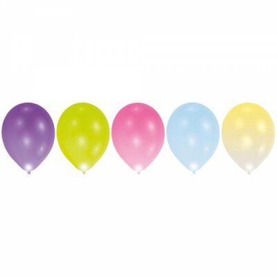 5 Luftballons, 27,5 cm mit LED Beleuchtung