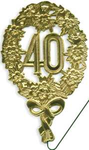 DEMMLER Festliche Zahl 40 gold 8x12cm mit Draht