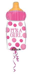Folienballon Babyflasche 25 x 58 cm, Its a Girl,
