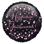 Folienballon weiß-pink Herzlichen Glückwunsch...