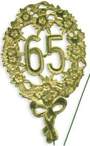 DEMMLER Festliche Zahl 65 gold 8x12cm mit Draht