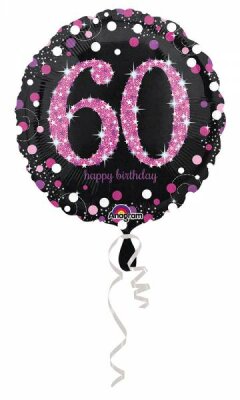 Folienballon Happy Birthday 60 pink AMSCAN 3378801 Sparkling 43cm D.