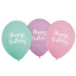 Luftballon 6ST sort. HAPPY BIRTHDAY PASTEL 9903713
