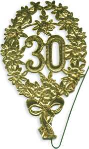 DEMMLER Festliche Zahl 30 gold 8x12cm mit Draht