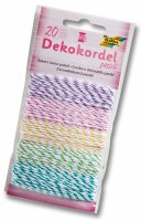 Dekokordel pastell, 20m 2farb.,5 Farben pro Karte