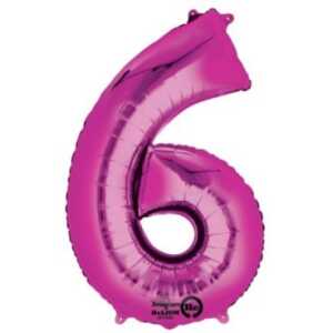 Folienballon Zahl 6 rosa 9907287 86cm