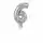 Idena Folienballon 6 silber, mit Stab 13cm