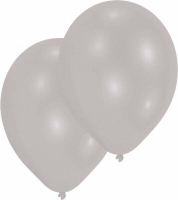 10 Latexballons Metallic silber, 27,5 cm