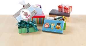 Geschenkkarton Motiv sort. FOLIA 32601 Ganzjahr 6tlg Flach
