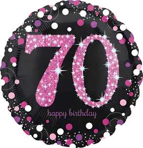 Folienballon Happy Birthday 70 pink AMSCAN 3378901 Sparkling 43cm D.