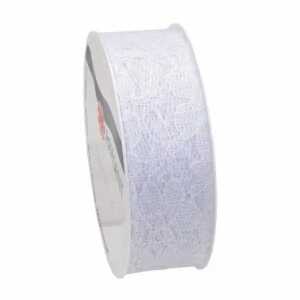 Spitzenband 3 m x 25 mm Derby, weiß - Präsent