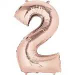 Folienballon Zahl 2 rose gold 3621201 / 9906277 86cm