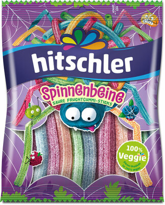 Hitschler Spinnenbeine Mix 125g ohne Gelantine - Fruchtgummi, Apfel, Waldfrucht, Aprikose, Blaubeere, vegan - laktosefrei, ohne künstliche Farbstoffe und Aromen