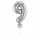 Idena Folienballon 9 silber, mit Stab 13cm