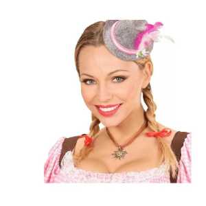 Mini-Filzhut Bayern mit Federn rosa