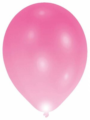 5 Latexballons pink mit LED Beleuchtung