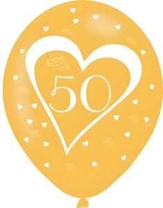 6 Latexballons Goldene Hochzeit