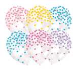 6 Ballons Herz-Konfetti Pastell,aus Latex, 27,5cm