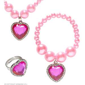 Schmuck-Set Rosa Kette, Ring, Ohrringe