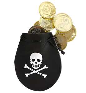 Piraten-Geldsack mit 12 Goldmünzen