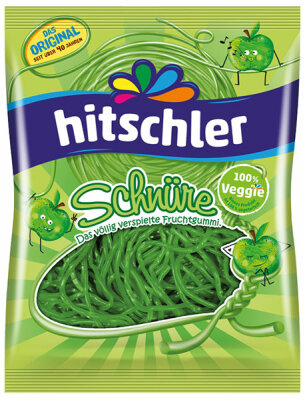 Hitschler Schnüre 125g Apfel ohne Gelantine - Fruchtgummi, laktosefrei, vegan, vegetarisch