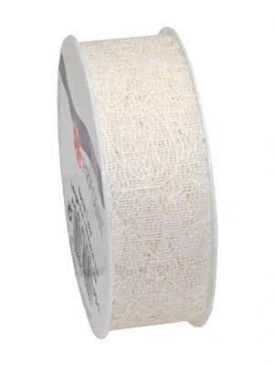 Spitzenband 3 m x 25 mm Derby, creme - Präsent