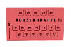 Verzehrkarte Wert 20 Euro 50 Bl. pro Block 120x70mm