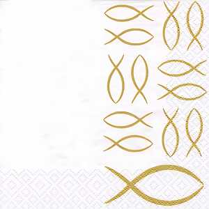 Servietten 33x33cm 20 St. Christian Fish gold