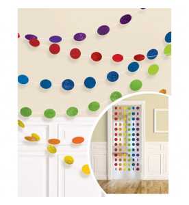 Deko-Hänger Glitzer 6er Regenbogen 213 cm