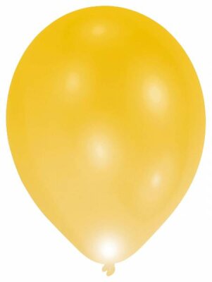 5 Latexballons gold mit LED Beleuchtung