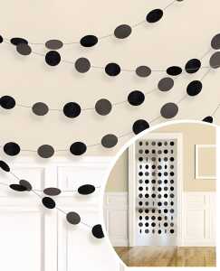 6 Deko-Hänger schwarz Glitzer, 213 cm