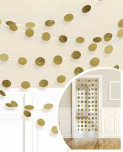 6 Deko-Hänger gold, 213cm Glitzer