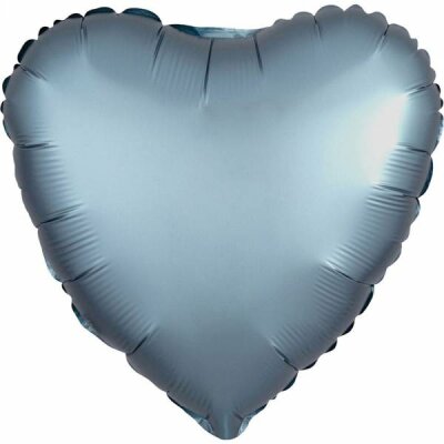 Folienballon Satin Blau Herzförmig, 43 cm