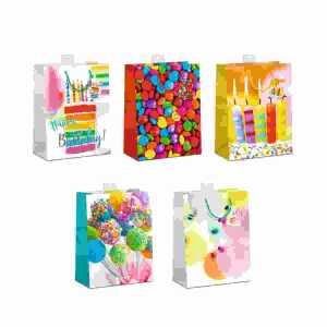 Geschenktasche bunt Large 26x32x12cm "farbenfroh", 5 Motive sortiert