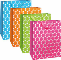 Geschenktasche Neon Dots XL 30x40cm 4fach sortiert -...